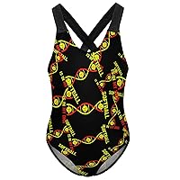 Softball is in My DNA Girl's One Piece Swimsuit Quick Dry Bathing Suit Cross Back Straps Swimwear