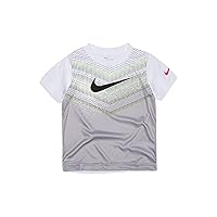 Nike Little Boys Dri-FIT Swoosh Spray Chevron Graphic T-Shirt (White(86E582-001)/Green, 6)
