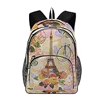 ALAZA Eiffel Tower Bicycle Butterfly Business Travel Hiking Camping Rucksack Pack for Men and Women