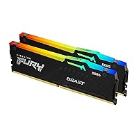 Kingston FURY Beast RGB 64GB 5600MT/s DDR5 CL40 DIMM Desktop Memory (Kit of 2) | Intel XMP 3.0 | Infrared Sync Technology | Overclocking Stability | KF556C40BBAK2-64