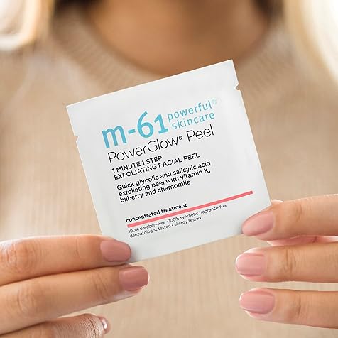 M-61 PowerGlow® Peel- 30 Treatments- 1-minute, 1-step exfoliating glow peel with glycolic, vitamin K & chamomile