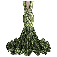 Prom Dress Sequin Sleeveless Mermaid Evening Party Dress