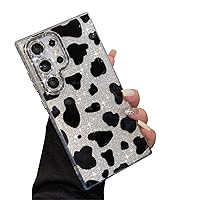 for Samsung Galaxy S24 Ultra Case Sparkle Bling Glitter Cute Phone Case for Women Girls Aesthetic Design TPU Shockproof Protective Case (Cow)