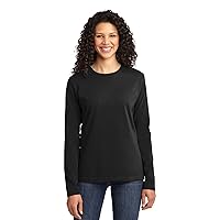 Port & Company Ladies Long Sleeve 100% Cotton T-Shirt, Jet Black, Large