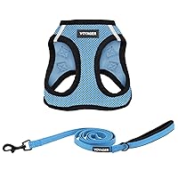 Voyager Step-in Air All Weather Mesh Harness and Reflective Dog 5 ft Leash Combo with Neoprene Handle, for Small, Medium and Large Breed Puppies by Best Pet Supplies - Baby Blue/Black Trim, X-Small