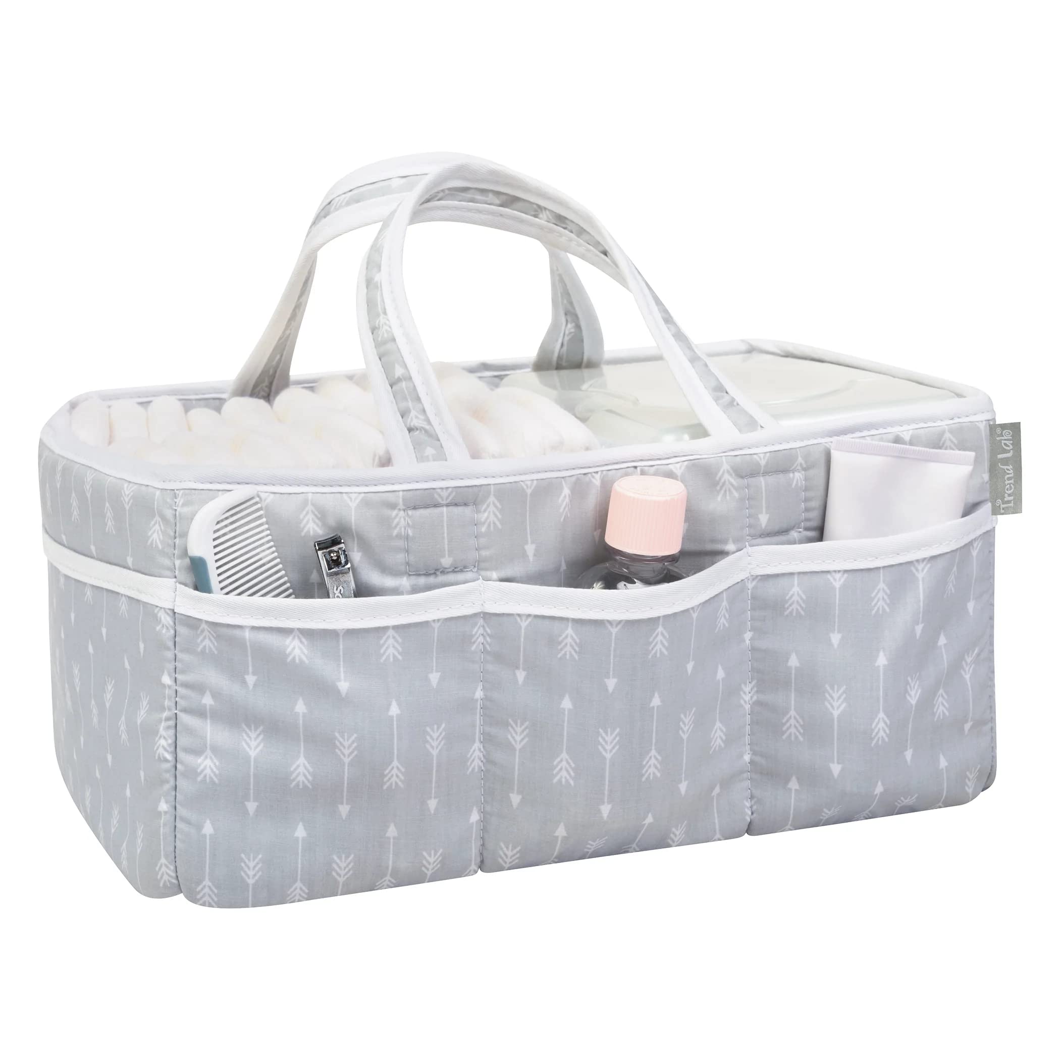 Trend Lab Gray Arrows Storage Caddy Diaper Organizer for Baby Nursery and Changing Table Accessories, 12 in x 6 in x 8 in