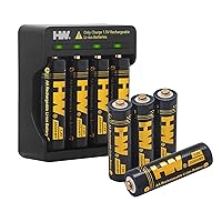 4-Bay AA/AAA Charger with 8 Pack Rechargeable Lithium Batteries AA, 1.5V 3500mWh Double A Lithium Ion Batteries, Long Lasting Power, 2.5H Fast Chrge, 1000+ Cycles Reuseable li-ion A0A Batteries