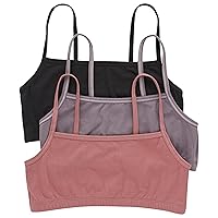 Hanes Women's Cotton String Cropped Bralette Pack, Breathable Pullover Bra Crop Top, 3-Pack