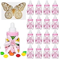 Baby Shower Bottles, 48Pcs Mini Baby Shower Favors Candy Bottle for Newborn Baby Baptism Party, Baby Shower Party décor (Pink, 48)
