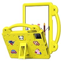 Kids Case for Revvl Tab 5g Tablet Case, Children Friendly DIY Cartoon EVA Foam Protective Handle Stand Cover for T-Mobile REVVL Tab 5G (2023) 10.36 Inch Tablet - Yellow