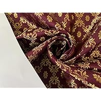 Silk Brocade Fabric Wine Color 44