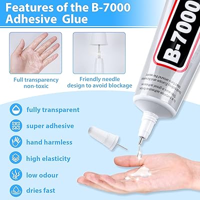 B-7000 Super Adhesive Glue, Industrial Strength B7000 Glues Paste for  Rhinestones Crafts, Clothes Shoes, Fabric, Jewelry Making, Cell Phones,  Tablet, Wood, Rubber, Leather (2x50 ml/2.1 oz)