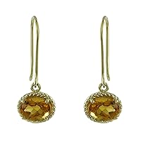 Citrine Natural Gemstone Oval Shape Drop Dangle Anniversary Earrings 925 Sterling Silver Jewelry | Yellow Gold Plated