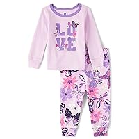 The Children's Place Baby Girls' and Toddler Long Sleeve Top and Pants Snug Fit 100% Cotton 2 Piece Pajama Sleepwear Set