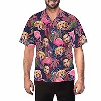 Custom Hawaiian Shirt with Pet Face Customized Aloha Shirt for Men Personalized Face on Hawaiian Shirts Button Down Shirts