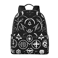 Supernatural Symbols Black Print Lightweight Shoulder Bag,Multifunctional Backpack,Travel Shopping Backpacks