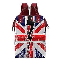 UK Flag with A Crack in The Middle Large Capacity Shoulder Bag Waterproof Mommy Tote Bags Travel Diaper Backpack for Women