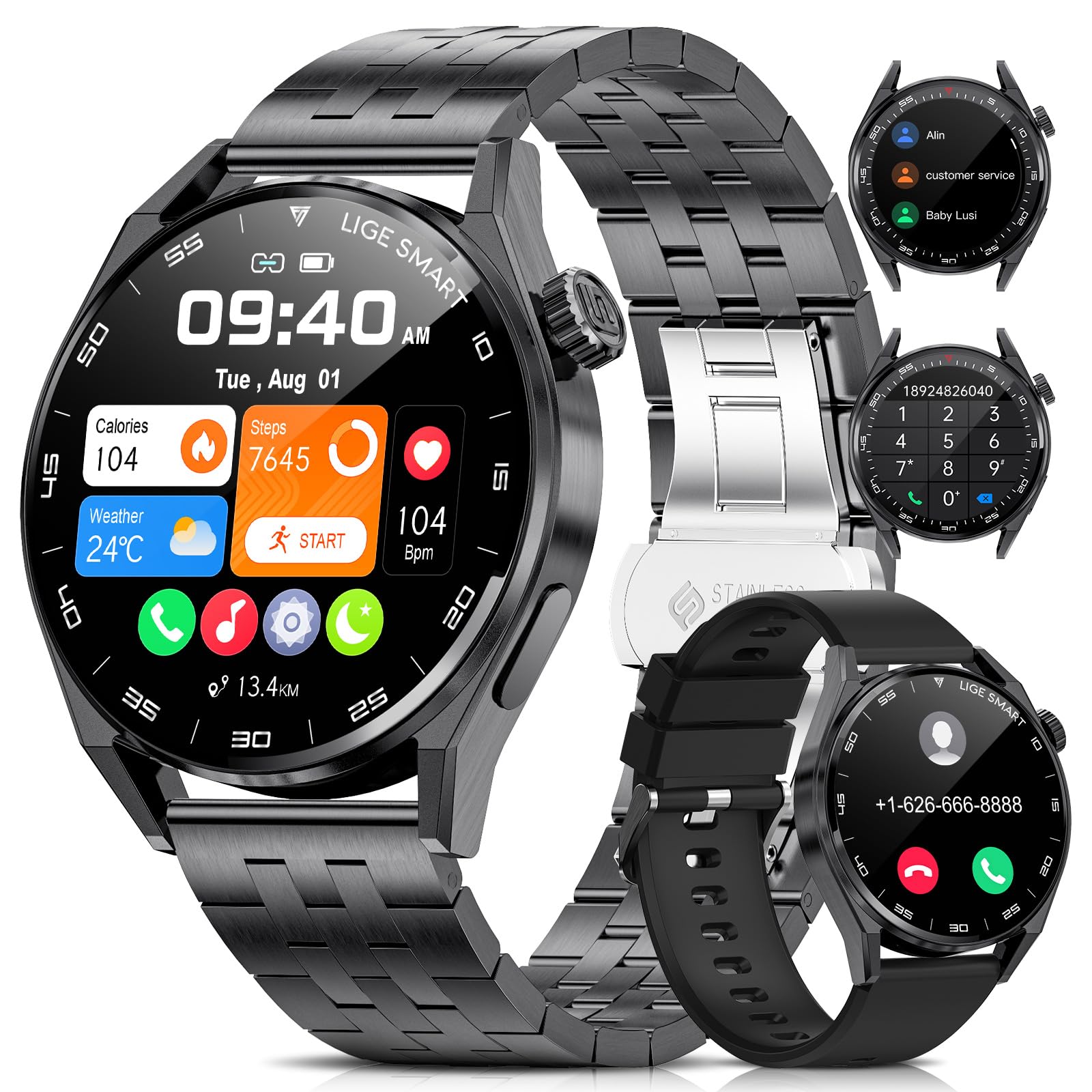 Smart Watch for Men with Bluetooth Call, Activity Fitness Tracker Blood Oxygen Heart Rate Sleep Monitor Pedometer,1.39