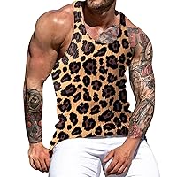 Mens Ribbed Tank Top Printed Casual Slim Fit Sleeveless Summer Hawaiian Beach Shirts Workout Athletic Muscle Tanks