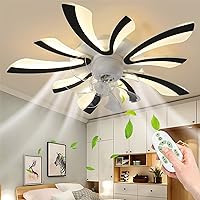 Modern Ceiling Fan with Lamp and Remote Control, Dimmable LED Ceiling Light with Fan, Quiet Fan Ceiling Light, 360° Rotating Fan Blade, Ceiling Lighting for Bedroom, Living Room, Dining Room