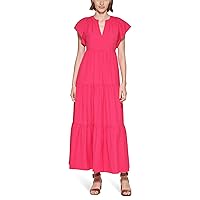Calvin Klein Women's Flutter Sleeve Gauze Midi Dress