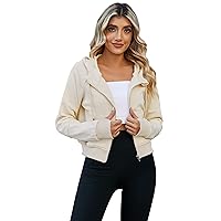 Flygo Women's Full Zip Hoodies Crop Tops Y2k Hoodie Sweatshirt Long Sleeve Casual Jackets with Thumb Hole Pockets