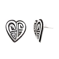 $220Tag Heart Silver Certified Authentic Handmade Hopi Native American Earrings 27255 Made By Loma Siiva