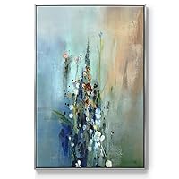 Renditions Gallery Nature Wall Art Silver Floating Frame Paintings Colorful Cluster of Blossom Flowers Abstract Wall Hanging Artwork Prints for Office Hotel Bedroom Decorations - 17