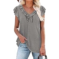 BETTE BOUTIK Womens Tops Summer V Neck Short Sleeve Tunic Shirts Tops Blouses