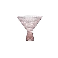 Fortessa Jupiter Beaded Hobnail Glass, 11.5 Ounce Martini (Set of 4), Pink