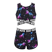 Kids Girls Camouflage Two Pieces Swimsuit Racer Back Boyshorts Dance Outfits