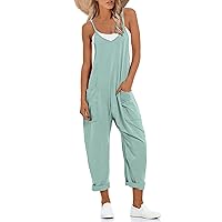 Tanming Jumpsuits for Women Summer Casual Loose Harem Overalls One Piece Rompers with Pockets
