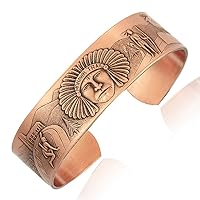 Solid Copper Bracelet Southwest Style with Native American Chief Beautiful Scenary