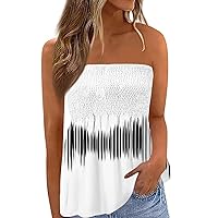 Tube Top for Womens Sexy Strapless Tank Tops Loose Bandeau Printed Backless Shirt Blouse Summer Vacation
