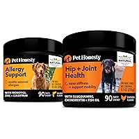 PetHonesty Allergy Support + Hip & Joint Health Soft Chew Bundle - Skin & Seasonal Pollen Allergies - Itch Relief for Dogs - Joint Support, Chondroitin, MSM, Turmeric, Pet Joint Pain Relief Vitamin