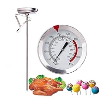 Candy Thermometer with Pot Clip,12”Meat Deep Fry Thermometer with Instant Read, Stainless Steel Long Probe Dial Thermometer for Cooking, BBQ, Baking, Liquids, Candy, Deep Frying etc