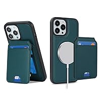Ｈａｖａｙａ for iPhone 14 pro max case magsafe Wallet Compatible iPhone 14 pro max case with Card Holder iPhone 14 pro max case Wallet magsafe Compatible Detachable Magnetic Leather Cover-Green