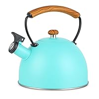YSSOA Whistling Stovetop Tea Kettle, 3.17 Quart Stainless Steel Teapot with Cool Touch Ergonomic Handle, Hot Water Fast to Boil, Blue