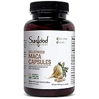 Sunfood Superfoods Maca Capsules- Gelatinized for Easy Digestion | Ultra-Clean (No Chemicals, Additives or Fillers) | Non-GMO, Vegan, Gluten-Free | 800 MG, 90 ct. Bottle