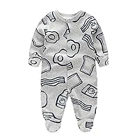 Baby Gift Set Girl Toddler Girl's Long Sleeved Egg and Milk Print Rompers for 0 to 24 Months New Born Clothes for Girls Set (Grey, 0-3 Months)