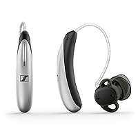 Sennheiser All-Day Clear Slim - OTC Self-Fitting Hearing Aid for All-Day Wear and Bluetooth Streaming - For Mild to Moderate Hearing Loss - FDA Cleared - Light Grey