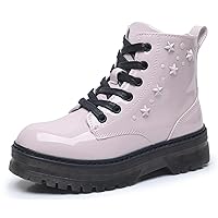 Apakowa Girls Combat Boots Ankle Lace Up Waterproof With Side Zipper (Toddler/Little Kid/Big Kid)