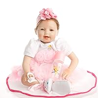 Reborn Baby Doll Newborn Doll 22 inch 55 cm Magnetic Lovely Lifelike Cute Girl Toy Pink Princess