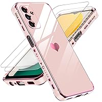 LeYi for Samsung A13 5G Case / A04s Case for Women for Girl + [2 Pcs] A13 5G Screen Protector, Aesthetic Love Heart Luxury Case Cute Plating Soft TPU Girly Shockproof Case for Galaxy A13 5G, Pink