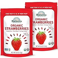NATIERRA Organic Freeze-Dried Strawberries | USDA Organic, Non-GMO & Vegan Strawberry | 0.8 Ounce (Pack of 2)