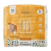 Hello Bello Premium Baby Diapers Size 3 27 Count of Disposable, Extra-Absorbent, Hypoallergenic, and Eco-Friendly Baby Diapers with Snug and Comfort Fit Alphabet Soup