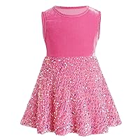 IMEKIS Toddler Kids Girls Christmas Velvet Sparkle Sequin Dress Fall Winter Pageant Wedding Party Gowns Xmas Birthday Outfit