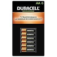 Duracell Rechargeable AA Batteries, 6 Count Pack, Double A Battery for Long-lasting Power, All-Purpose Pre-Charged Battery for Household and Business Devices