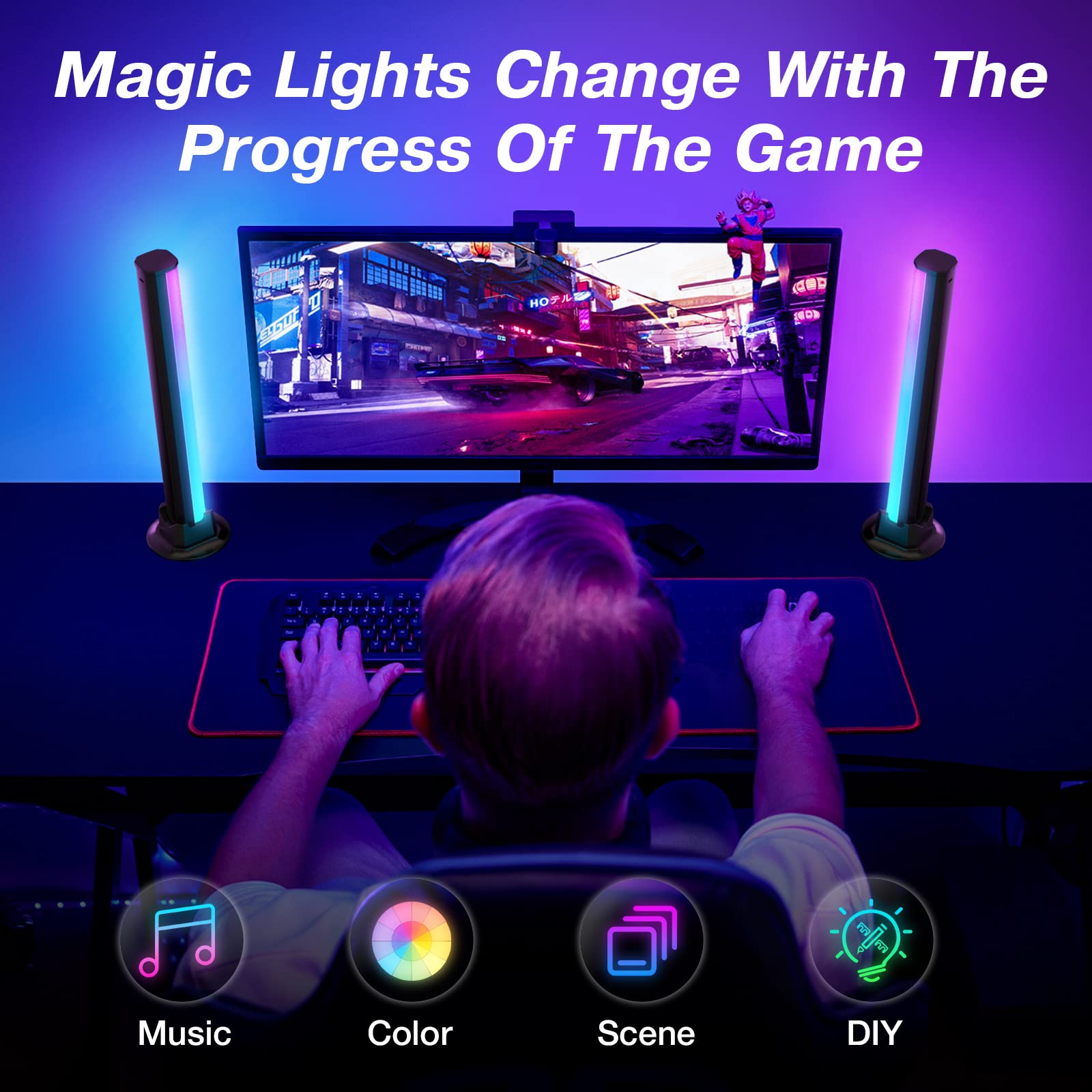 - Game Gamer Room Accent Lighting SET NEW #1 GIFT Color Changing DESK light 