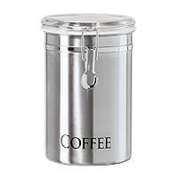 Stainless Steel Coffee Canister 62 fl oz - Airtight Clamp Lid, Clear See-Thru Top - Ideal for Coffee Bean Storage, Ground Coffee Storage, Kitchen Storage, Pantry Storage. Large Size 5